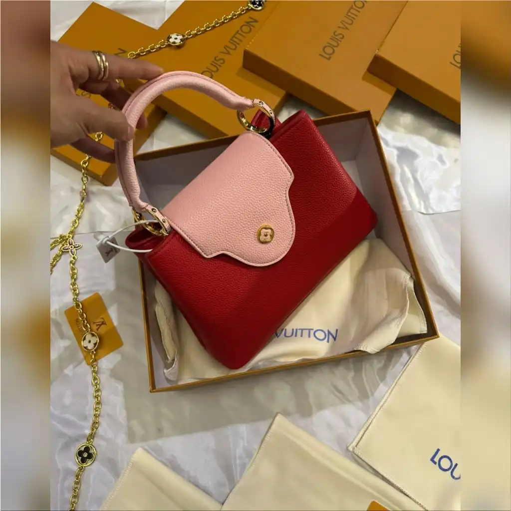 شنطة لويس فيتون LV احمر مع زهري