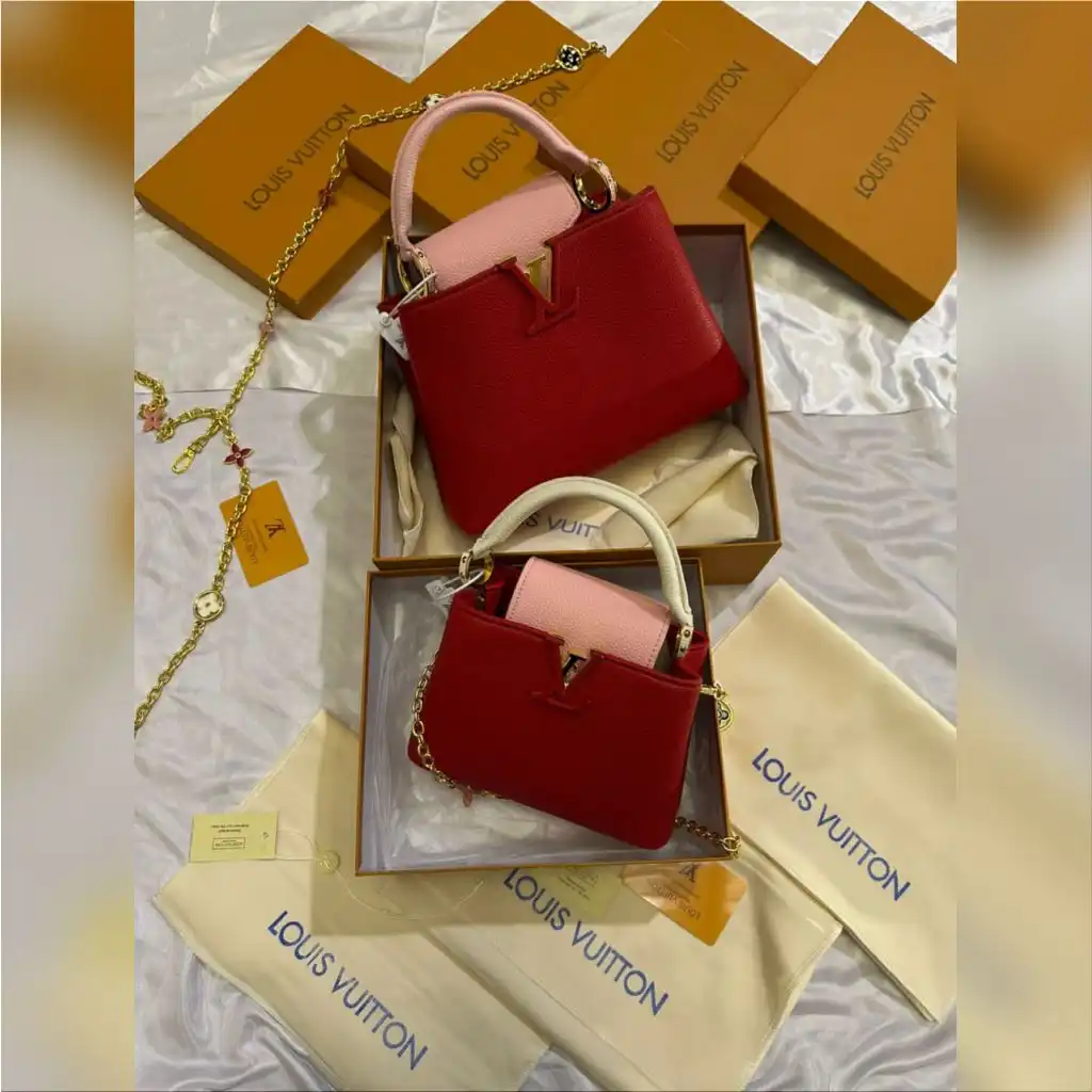 شنطة لويس فيتون LV احمر مع زهري