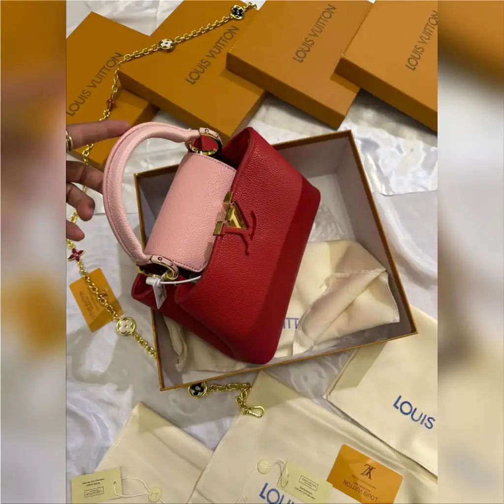 شنطة لويس فيتون LV احمر مع زهري