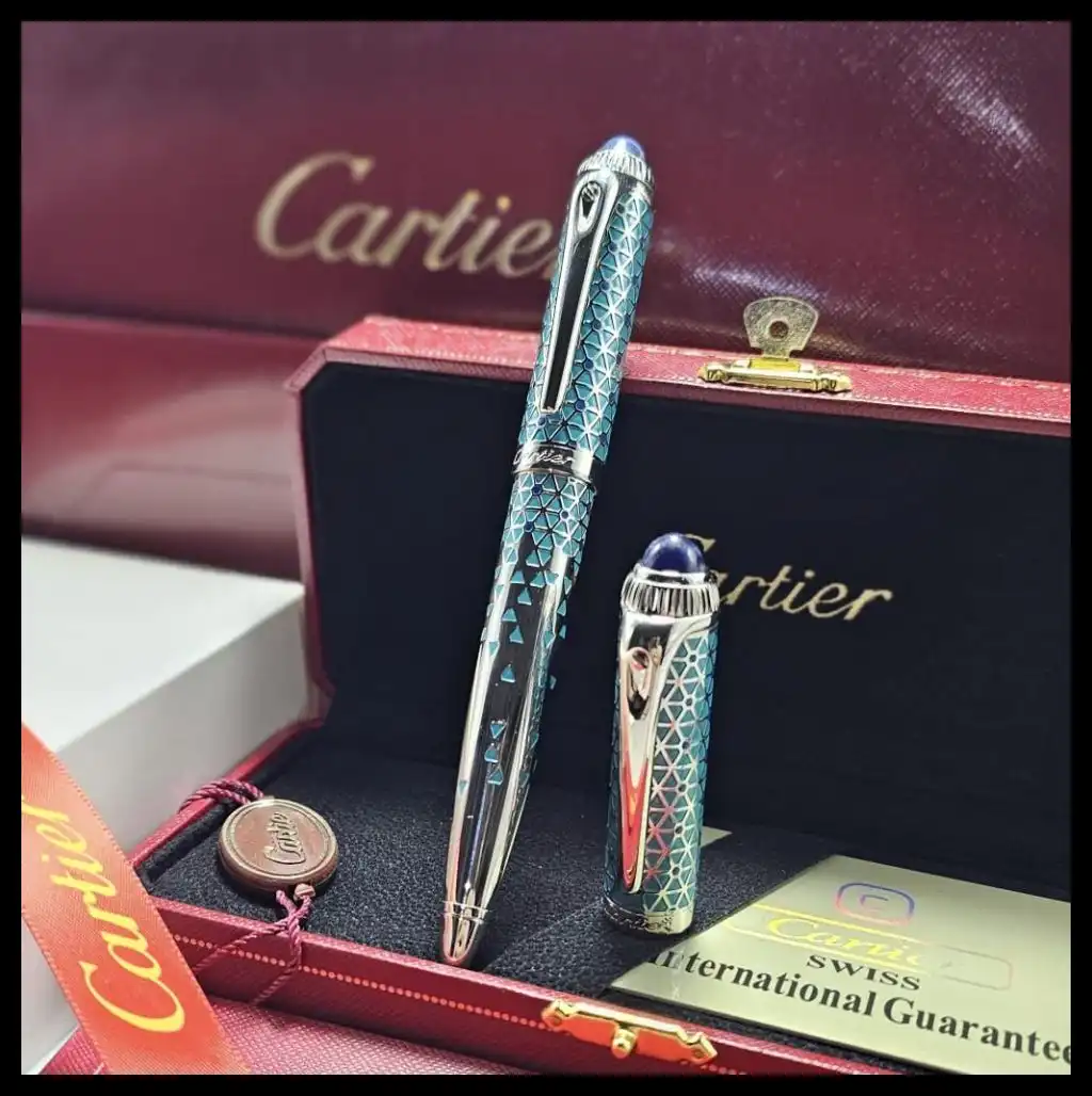 قلم كارتير باشا غطاء مزخرف تركواز