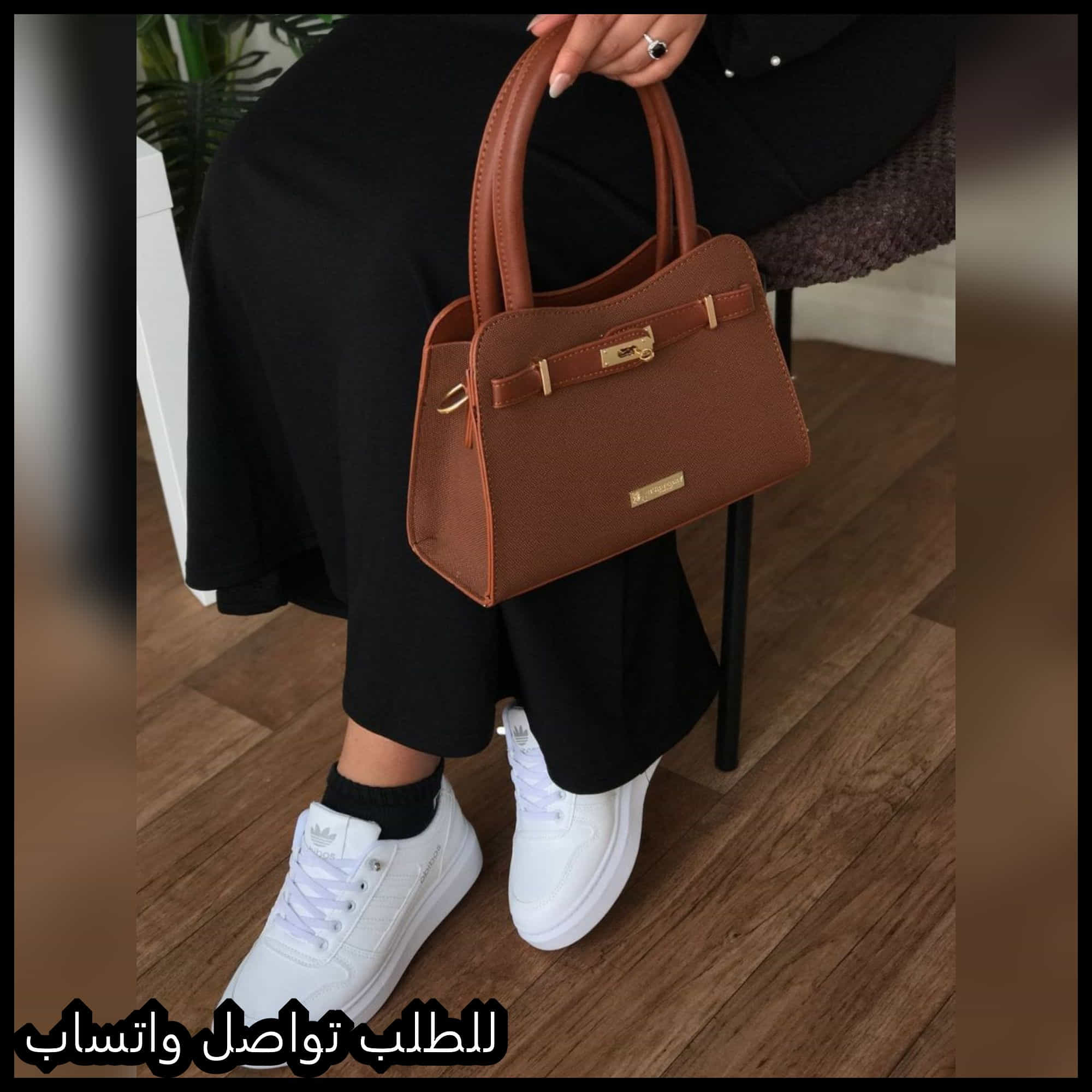 شنطة بربري تقليد بنية مع شوز ابيض 2 شنطة بربري تقليد بنية