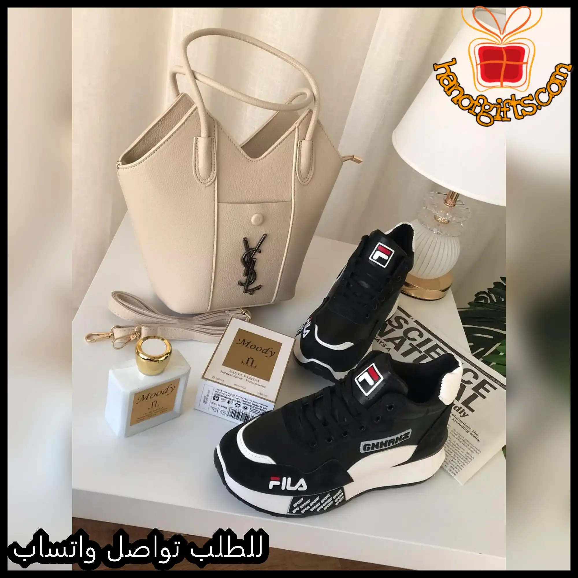 mg29 (1) شنطة سان لوران مع شوز Fila لون كريمي