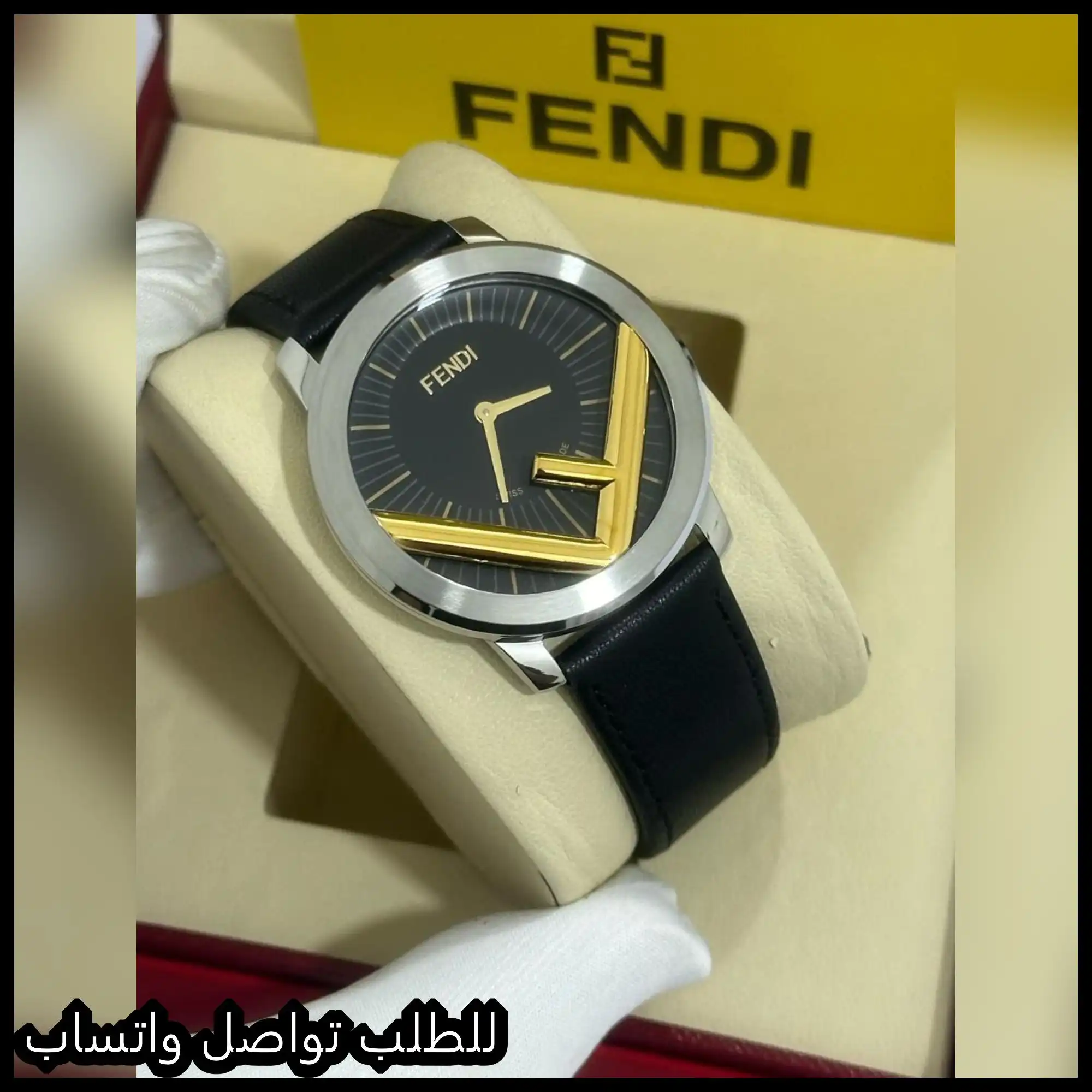 ساعات fendi جلد اسود