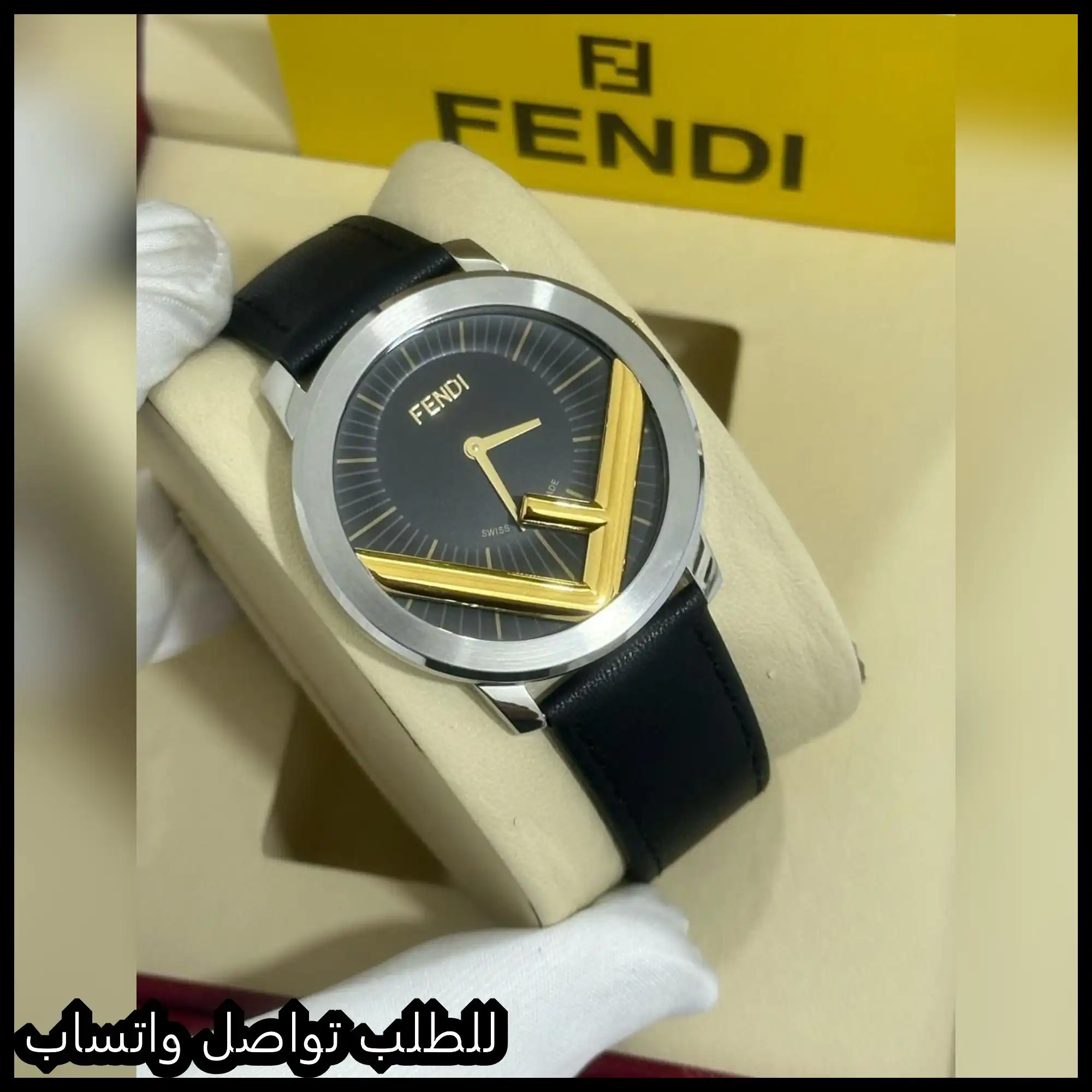 ساعات fendi جلد سوداء