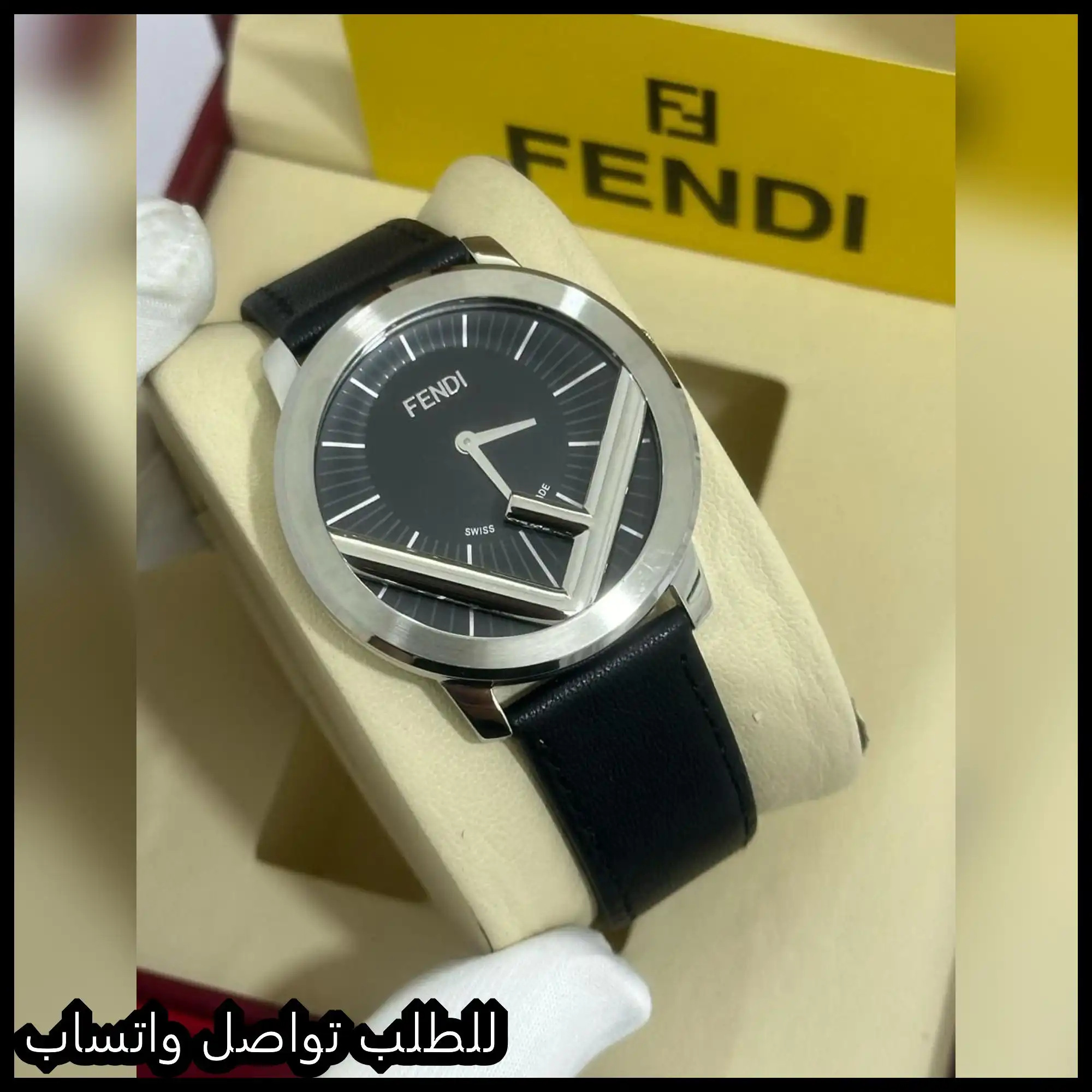 ساعات fendi رجالي جلد اسود