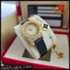 ساعة شوبارد نسائية اطار ذهبي مع جلد أسود