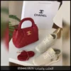 شنطة شانيل حمراء جلد مع شوز