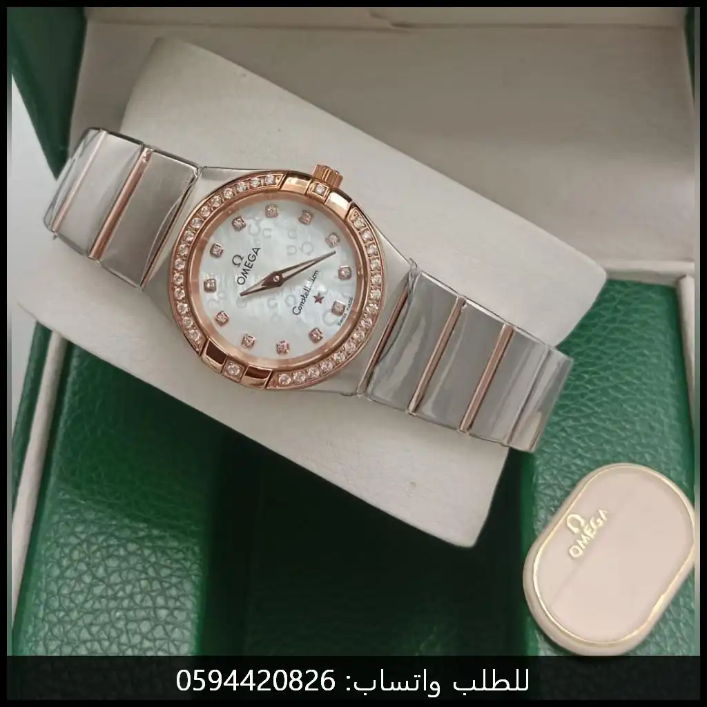 ساعات اوميغا نسائي الماس مينا ابيض