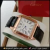 ساعة Cartier Santos روز قولد مع جلد اسود