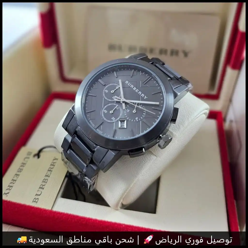 ساعة بربري رجالية كنقراف سوداء