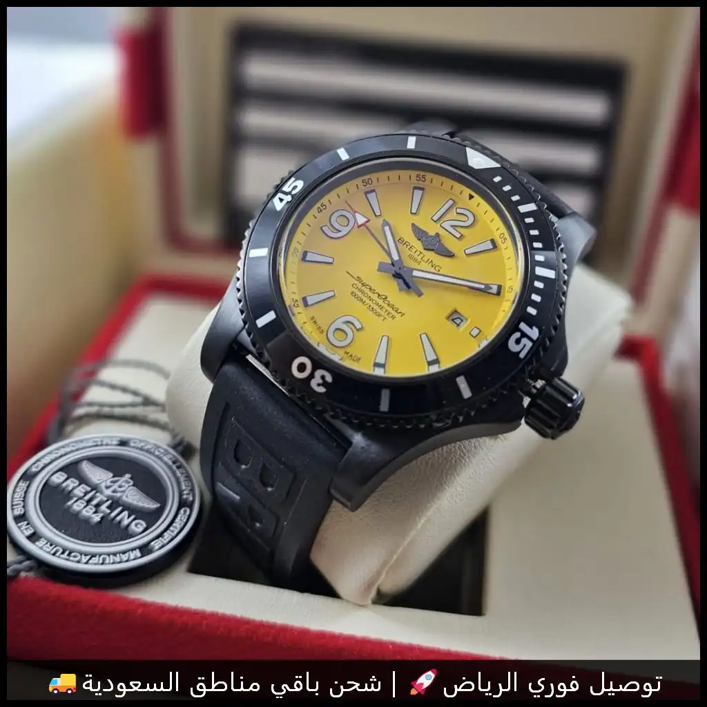 ساعة بريتلينغ Breitling أوتوماتيك اسود مينا اصفر