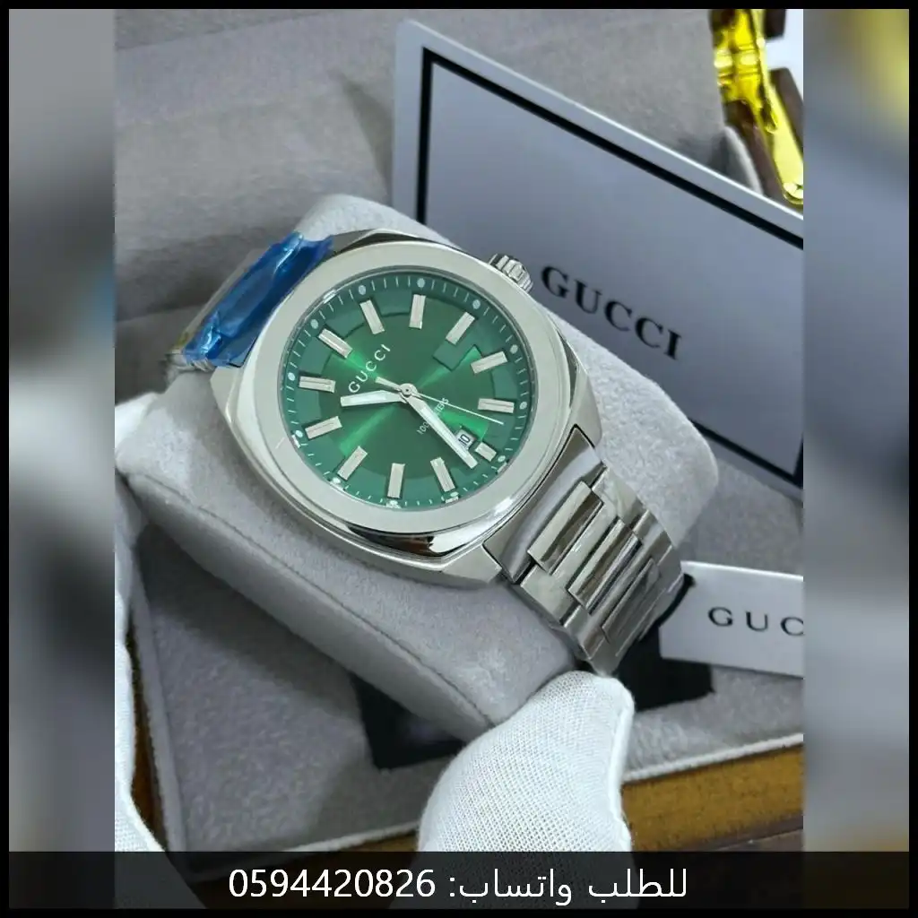 ساعة قوتشي رجالي مينا اخضر