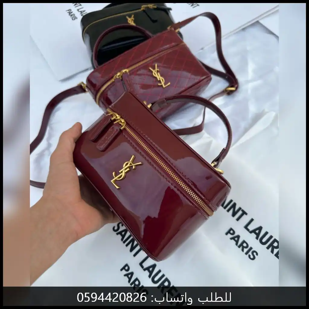 شنطة سان لوران نسائية عنابي لامع - اسود