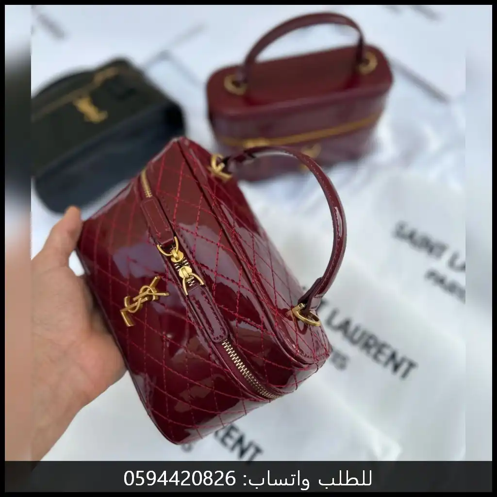 شنطة سان لوران نسائية عنابي لامع - اسود