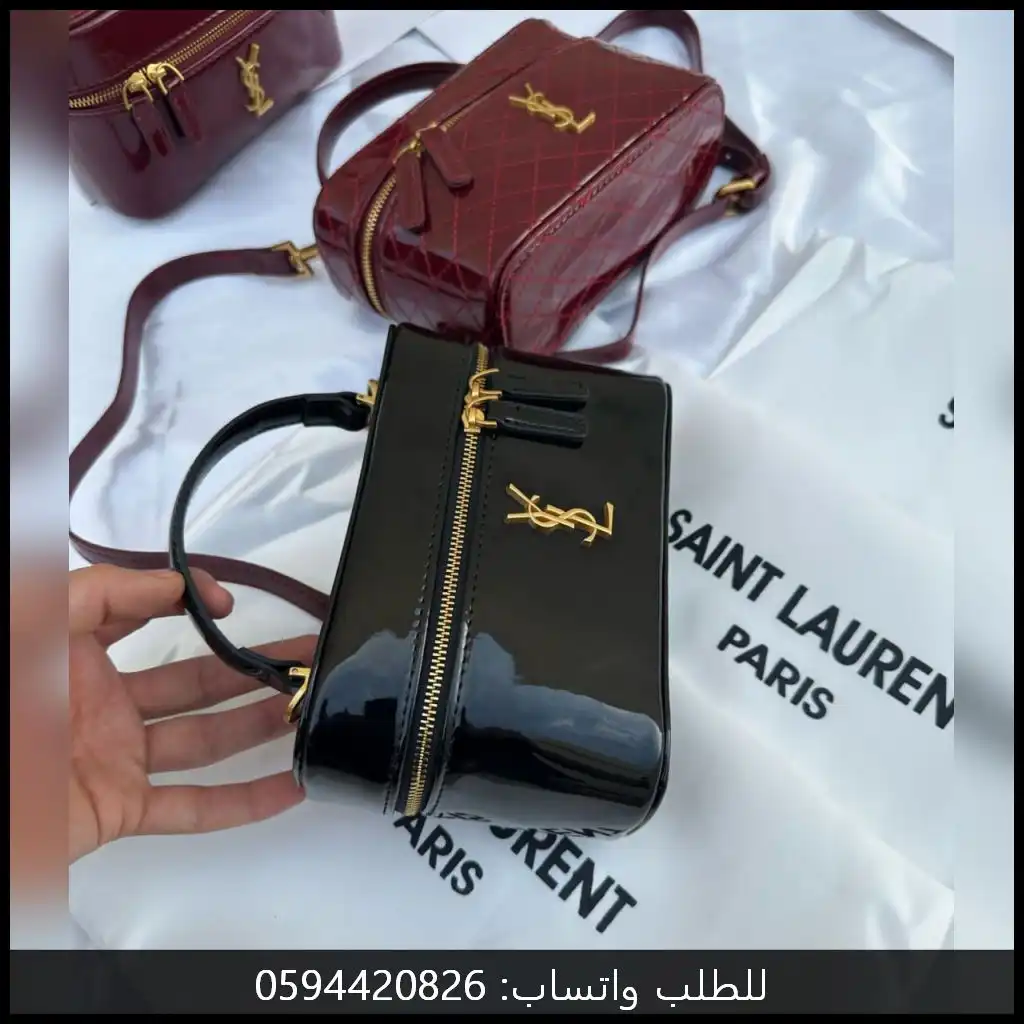 شنطة سان لوران نسائية عنابي لامع - اسود