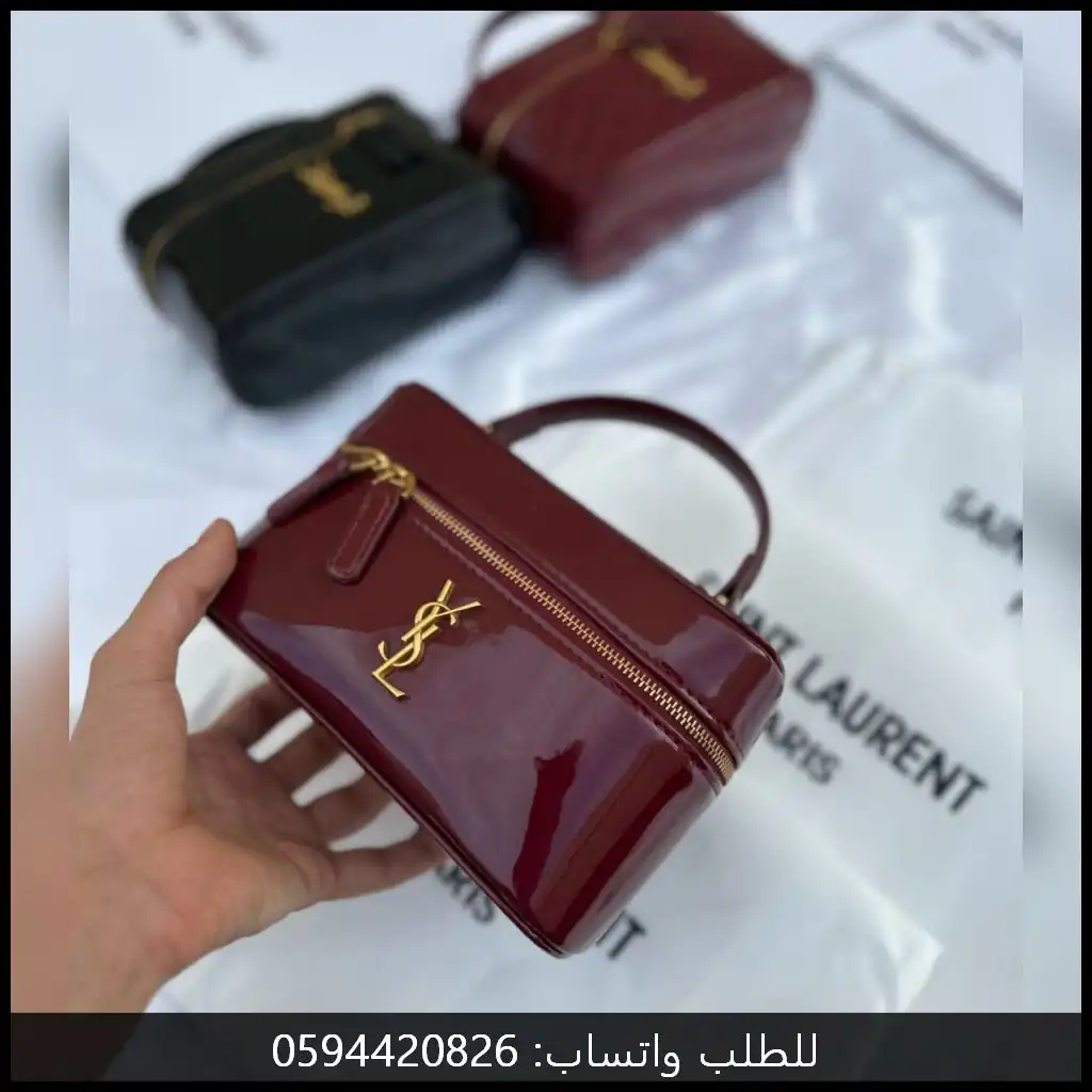 شنطة سان لوران نسائية عنابي لامع - اسود