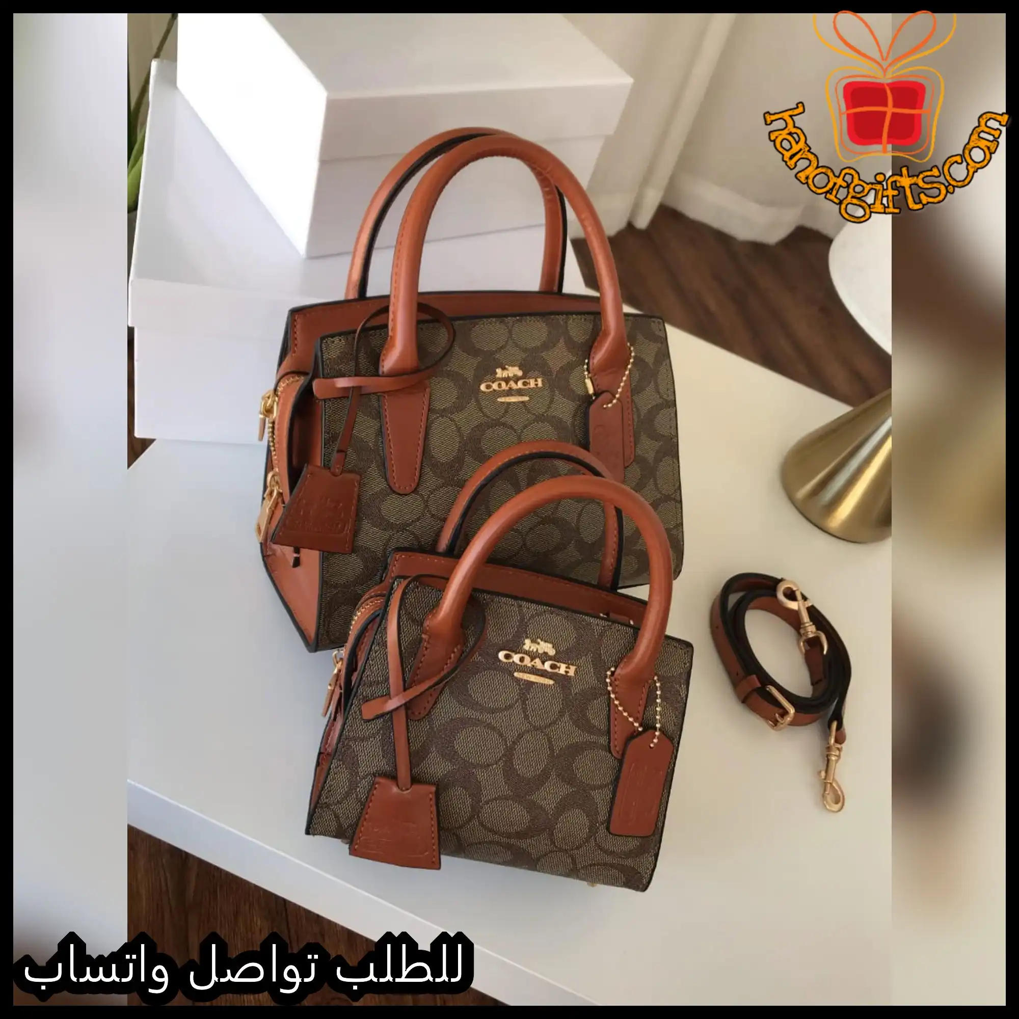 شنطة كوتش بني متوفرة بحجمين Coach هاي كواليتي