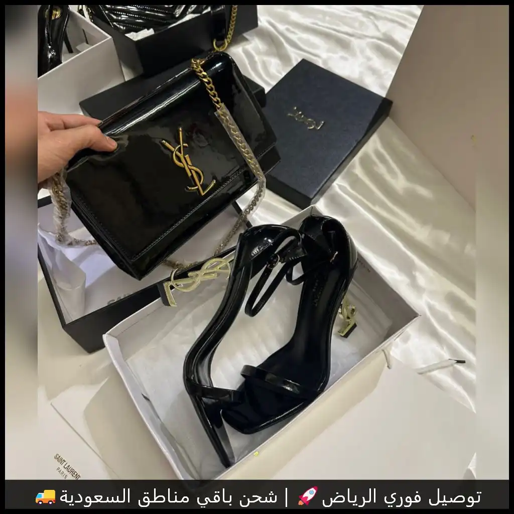 طقم سان لوران اسود شنطة وكعب 11 طقم سان لوران اسود