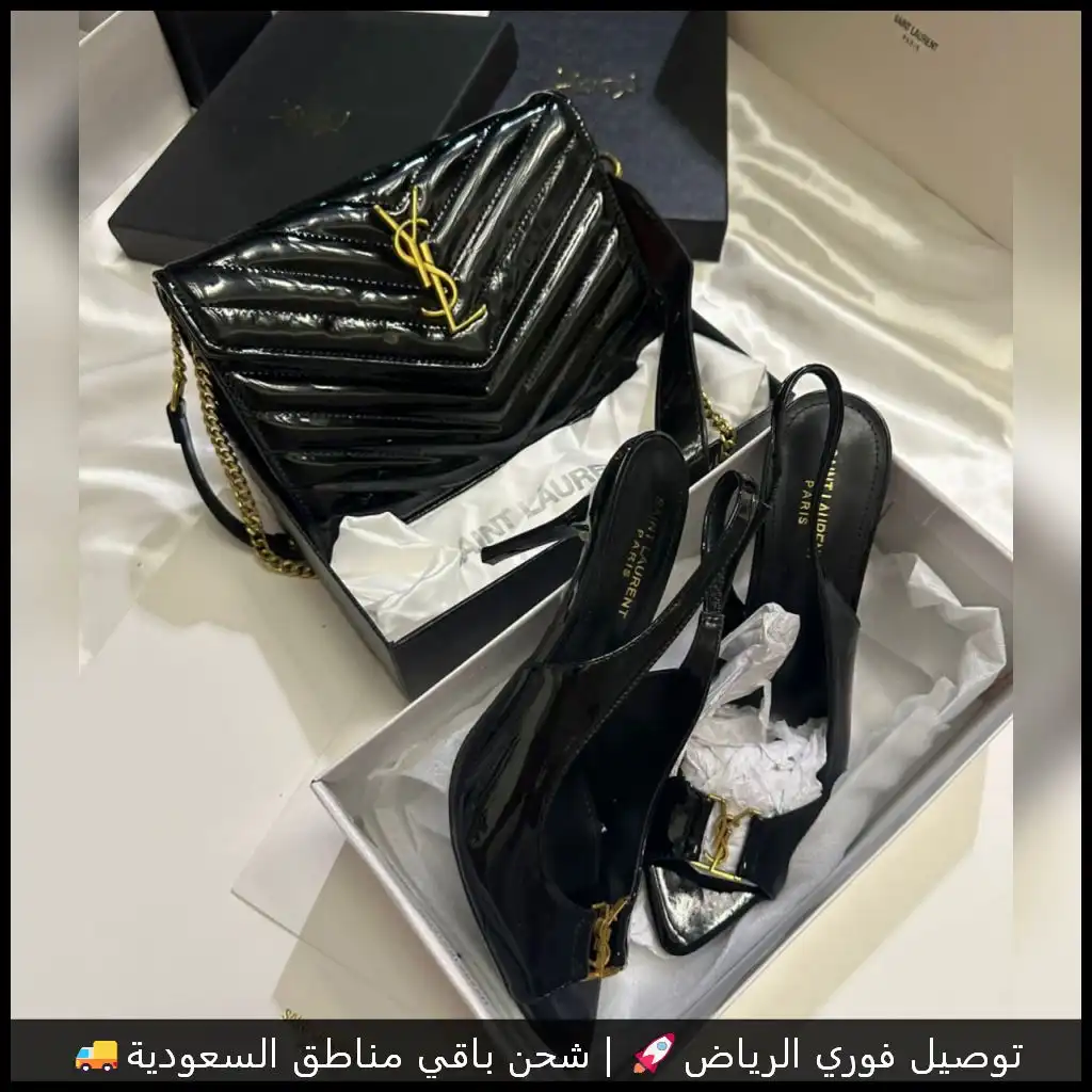 طقم سان لوران اسود شنطة وكعب 12 طقم سان لوران اسود