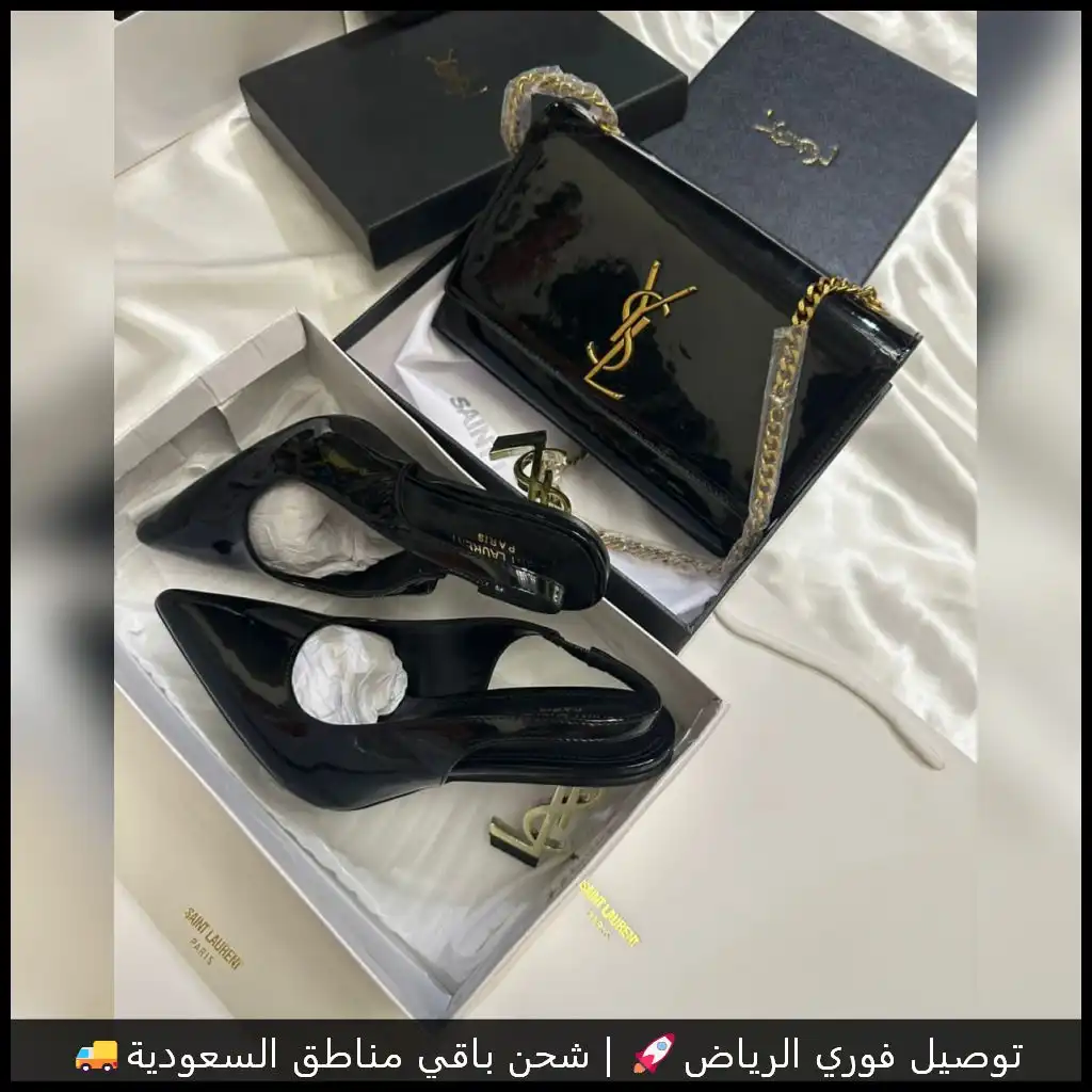 طقم سان لوران اسود شنطة وكعب 13 طقم سان لوران اسود