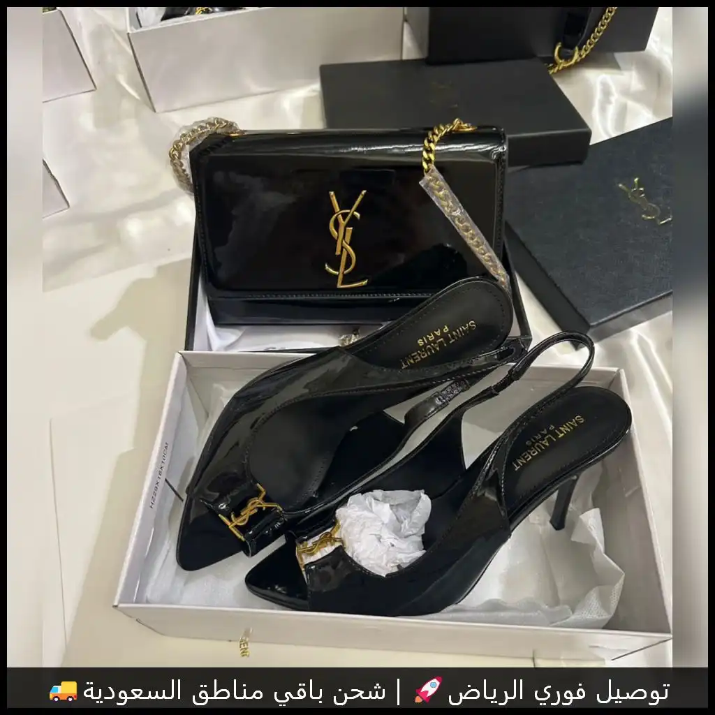 طقم سان لوران اسود شنطة وكعب 14 طقم سان لوران اسود