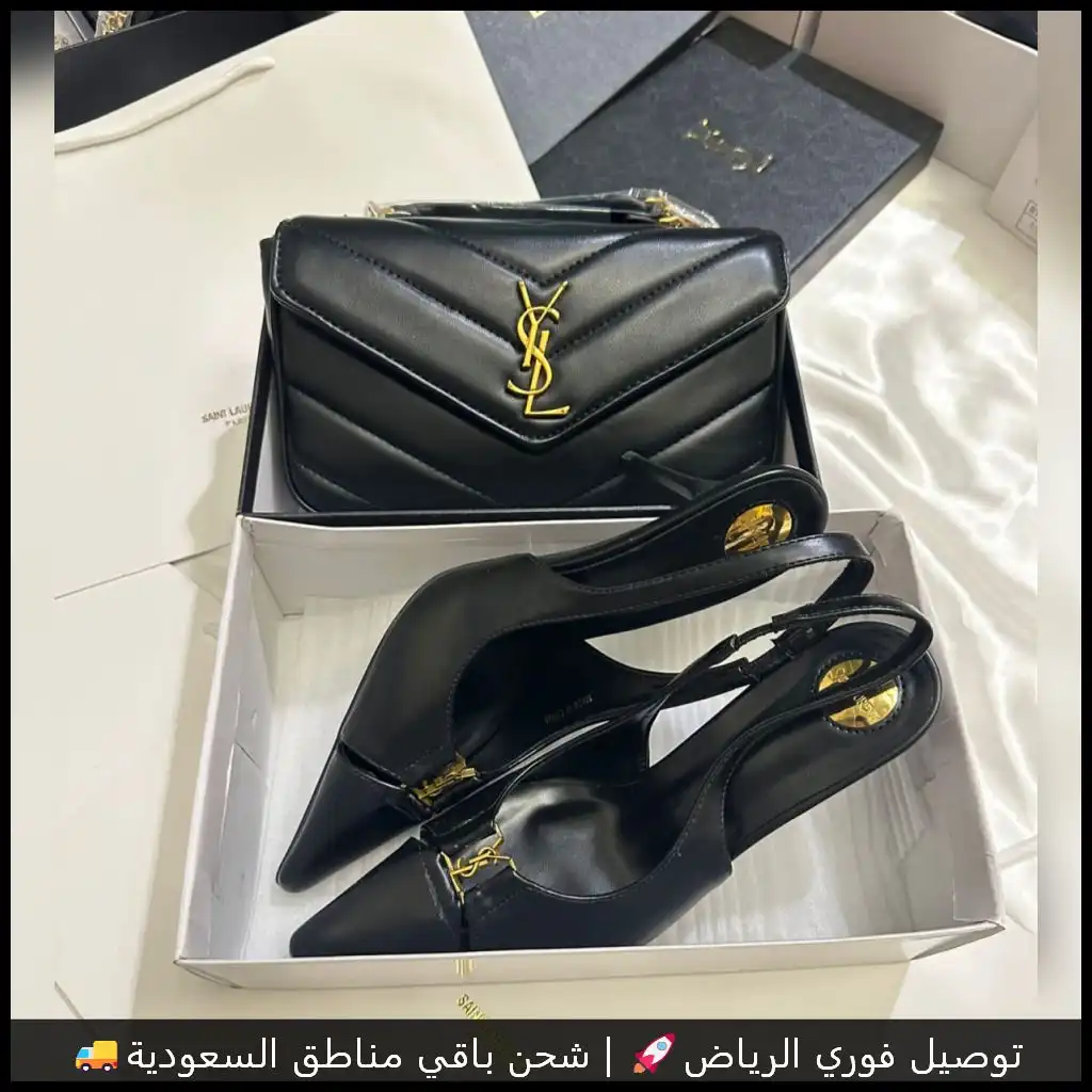 طقم سان لوران اسود شنطة وكعب 15 طقم سان لوران اسود