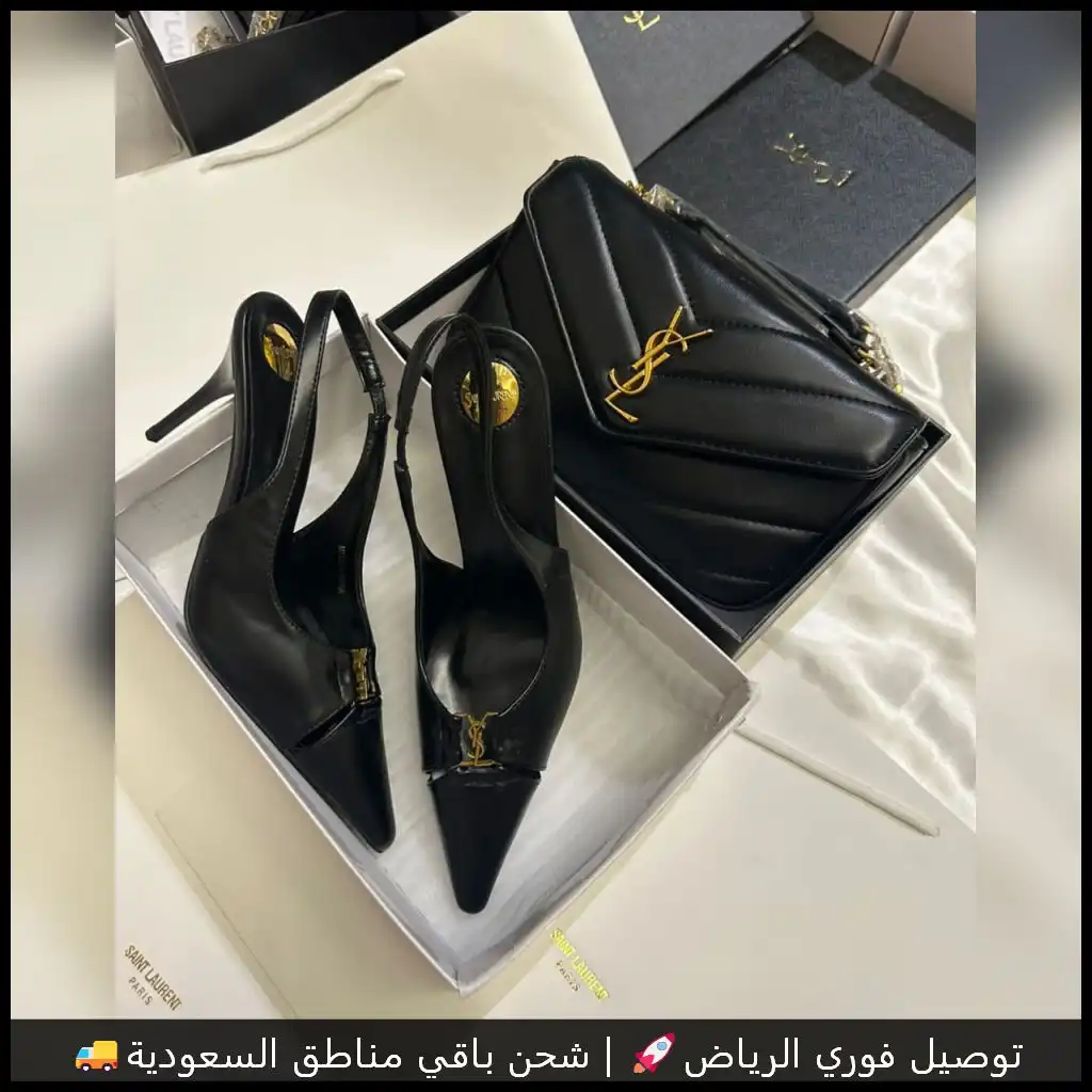 طقم سان لوران اسود شنطة وكعب 16 طقم سان لوران اسود
