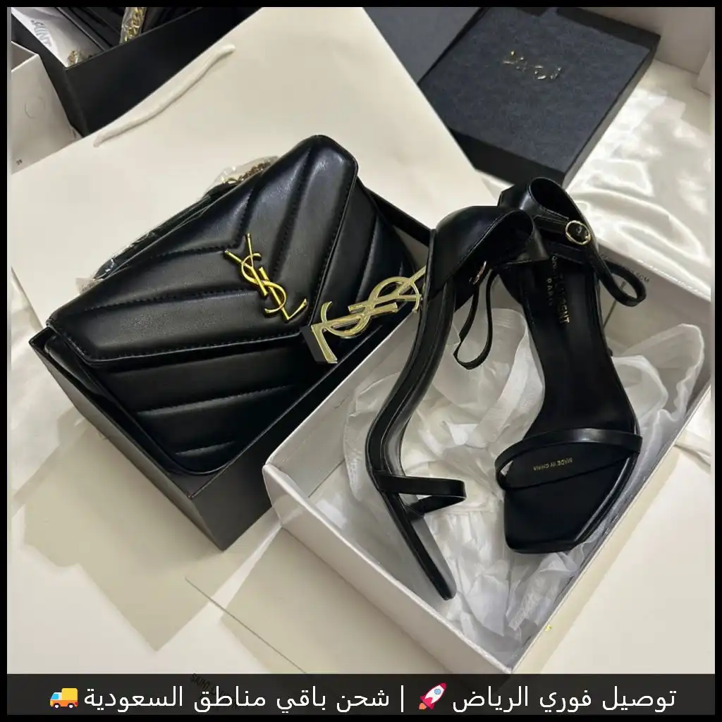 طقم سان لوران اسود شنطة وكعب 17 طقم سان لوران اسود