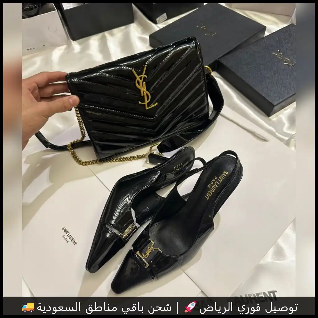طقم سان لوران اسود شنطة وكعب 21 طقم سان لوران اسود