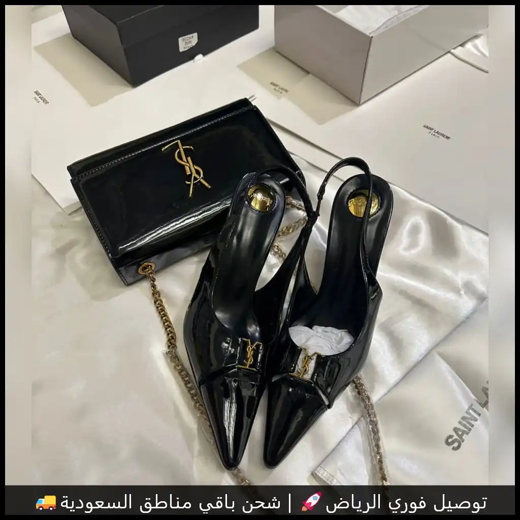 طقم سان لوران اسود شنطة وكعب 8 طقم سان لوران اسود