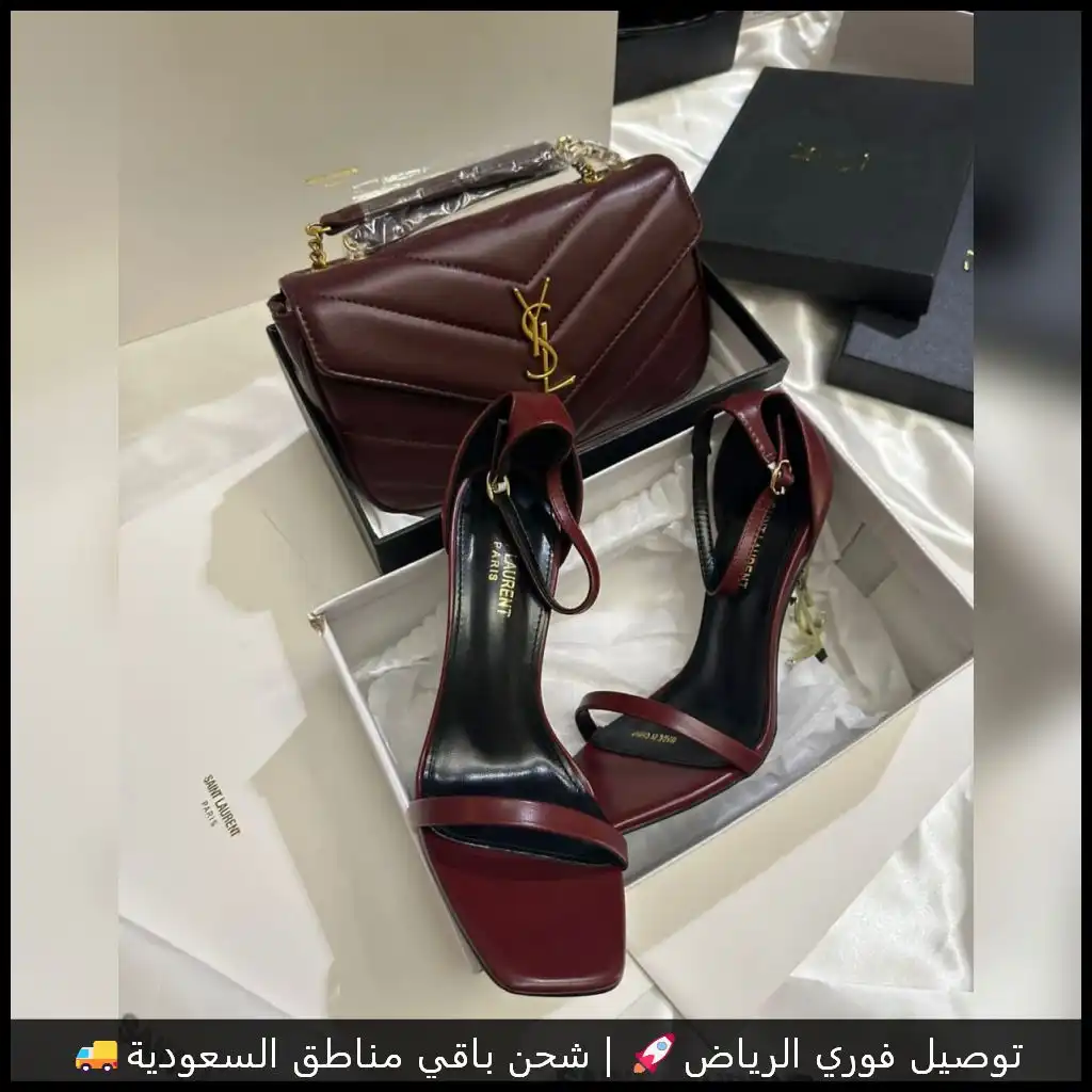 طقم سان لوران عنابي شنطة وكعب (9) طقم سان لوران عنابي شنطة وكعب