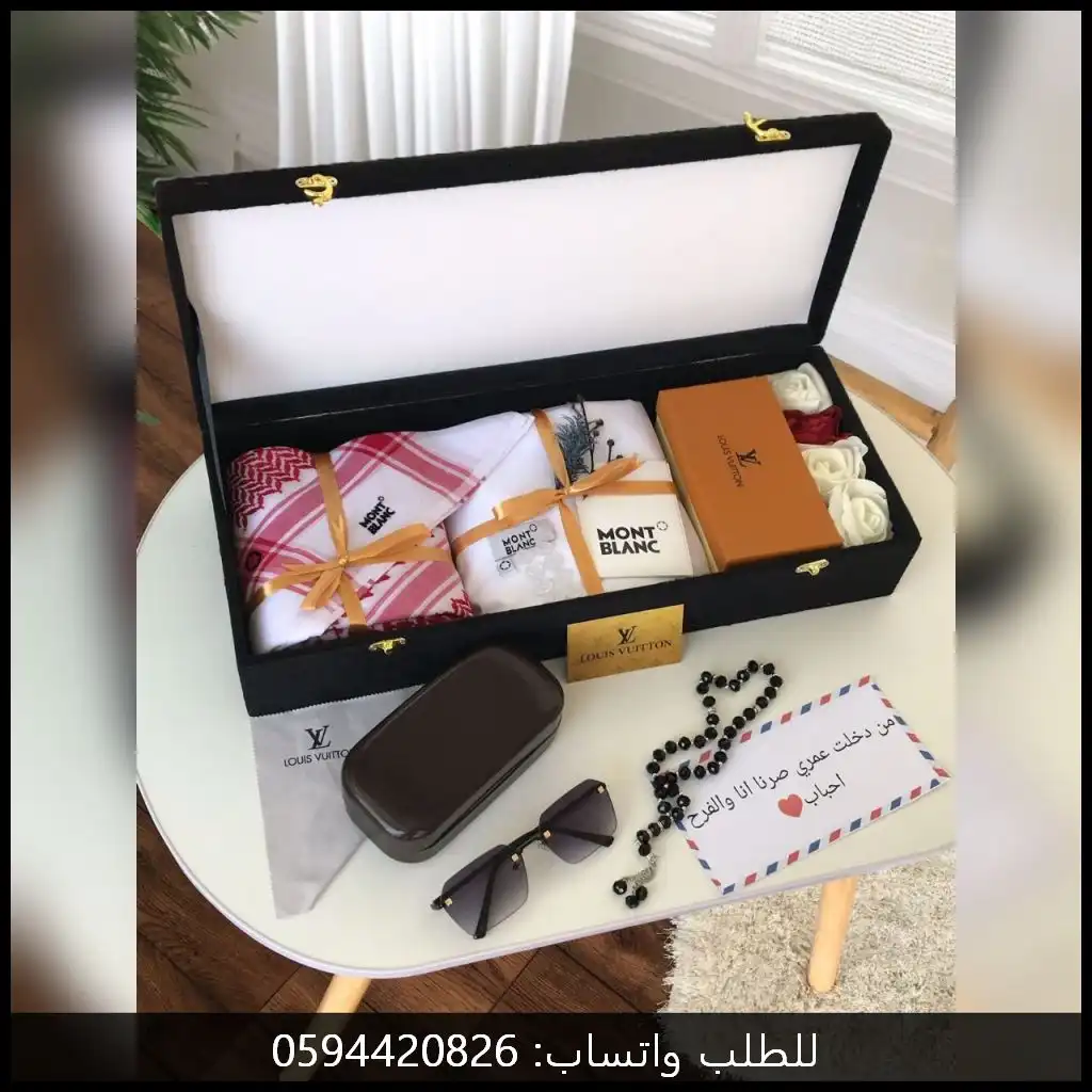 طقم مونت بلانك رجالي قماش مع شماغ ونظارة لويس (2) طقم مونت بلانك رجالي قماش مع شماغ ونظارة لويس