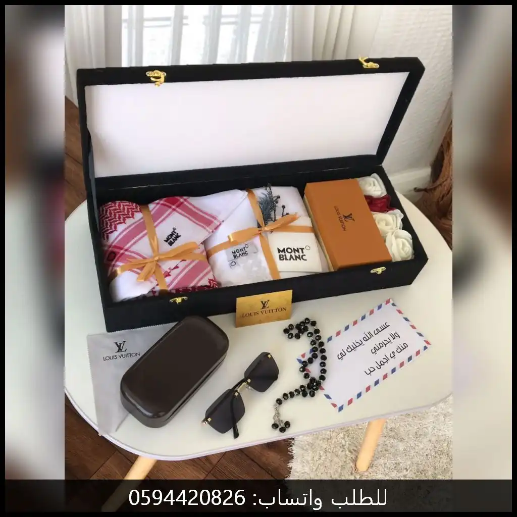 طقم مونت بلانك رجالي قماش مع شماغ ونظارة لويس (3) طقم مونت بلانك رجالي قماش مع شماغ ونظارة لويس