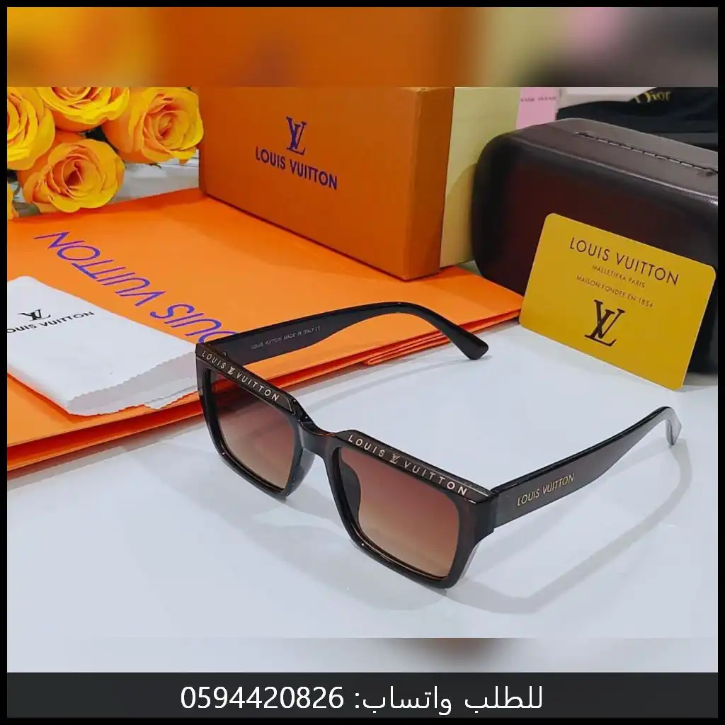 نظارات لويس فيتون رجالية - شعار Louis Vuitton منقوش اعلى العدسات