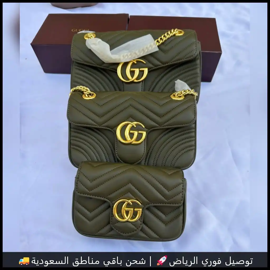 شنط قوتشي اخضر زيتي – 3 أحجام بفخامة ساحرة
