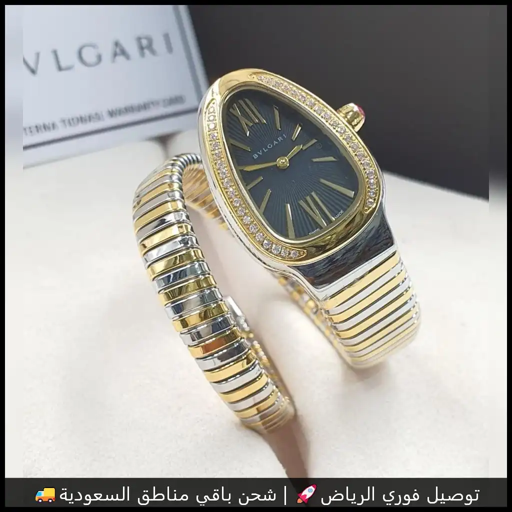 ساعة بلغاري بمينا أسود بيضاوي