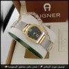 ساعة اقنر نسائي سير فضي وإطار ذهبي