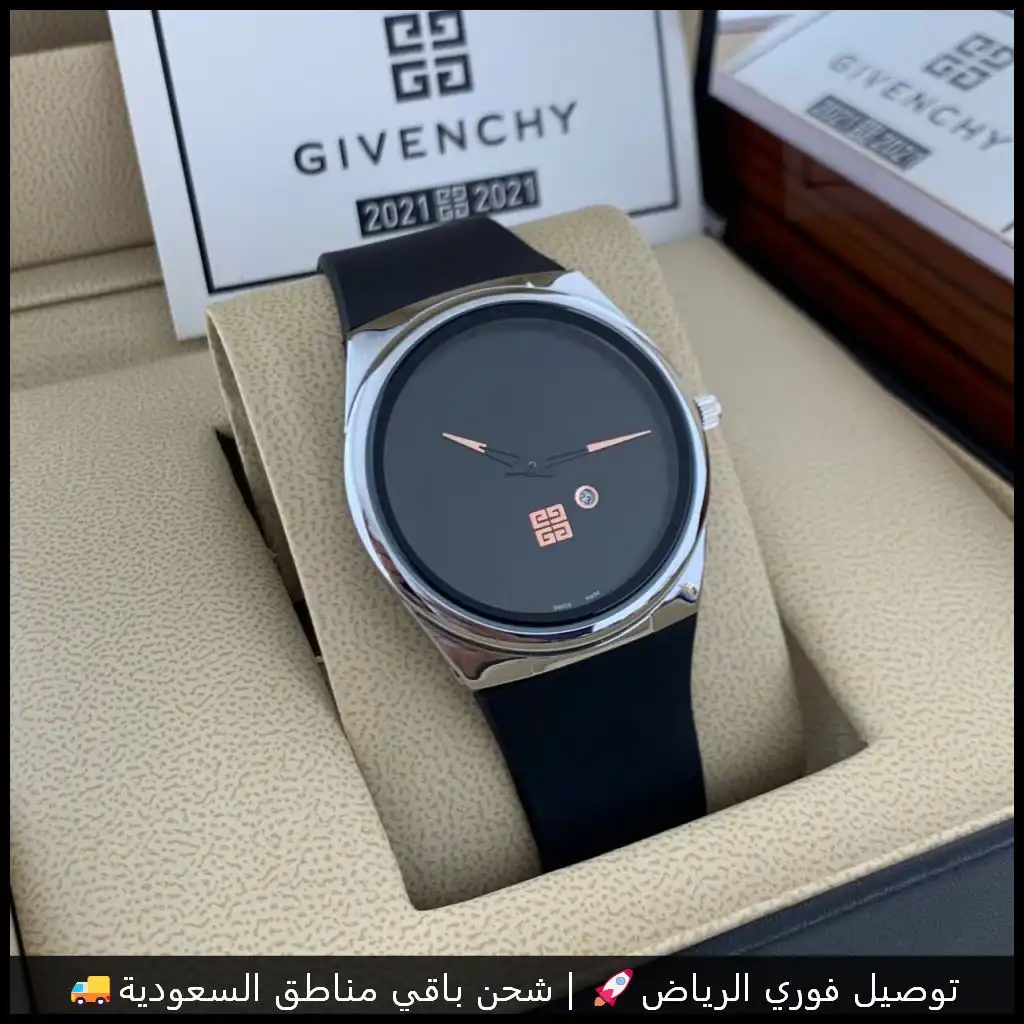 ساعة جفنشي بمينا أسود وسوار ربل