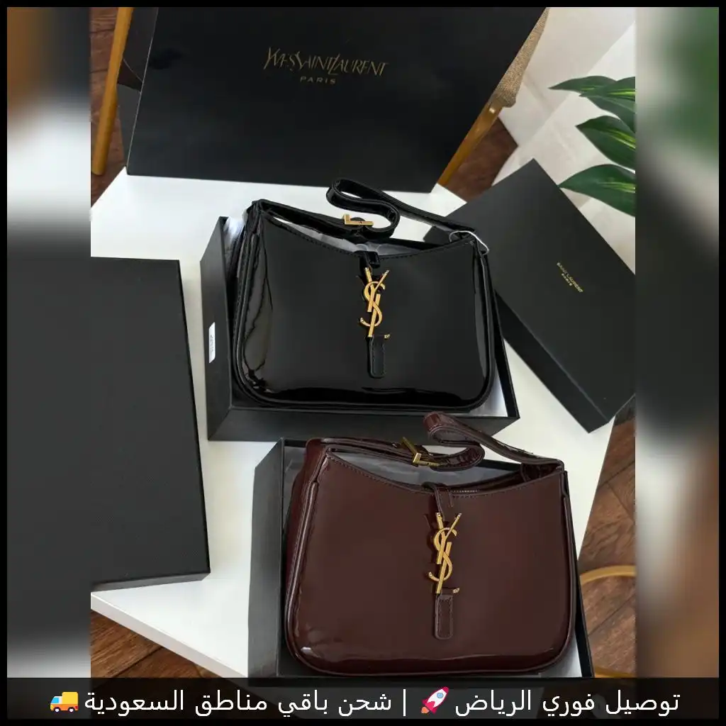 شنطة سان لوران عنابية لامعة حجم وسط (4) شنطة سان لوران عنابية لامعة حجم وسط