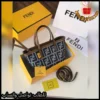 شنطة فندي بنقشة FF كحلي مع حواف بنية