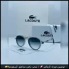 نظارات لاكوست بإطار فضي وعدسات رمادية