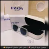 نظارة برادا رجالية بإطار فضي وعدسات سوداء