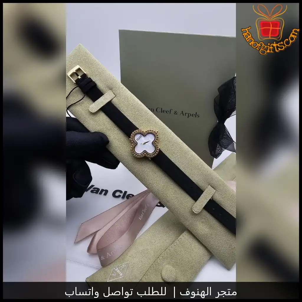 As4 (5) ساعة فان كليف نسائية جلد بفصوص زركون