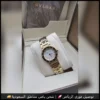 As6 (1) ساعة بولغاري نسائية بمينا أبيض وسوار ذهبي وفضي