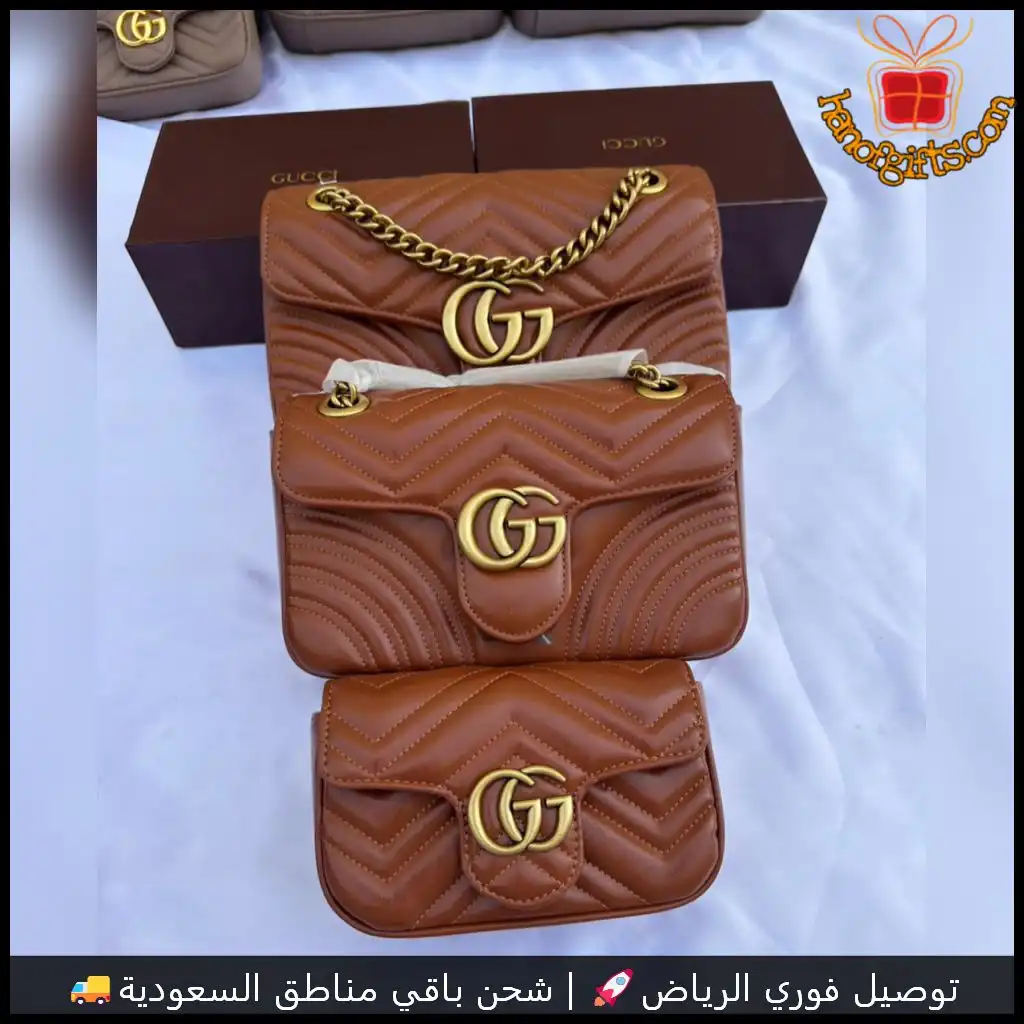 شنطة قوتشي بني كاراميل نسائي متوفر 3 احجام