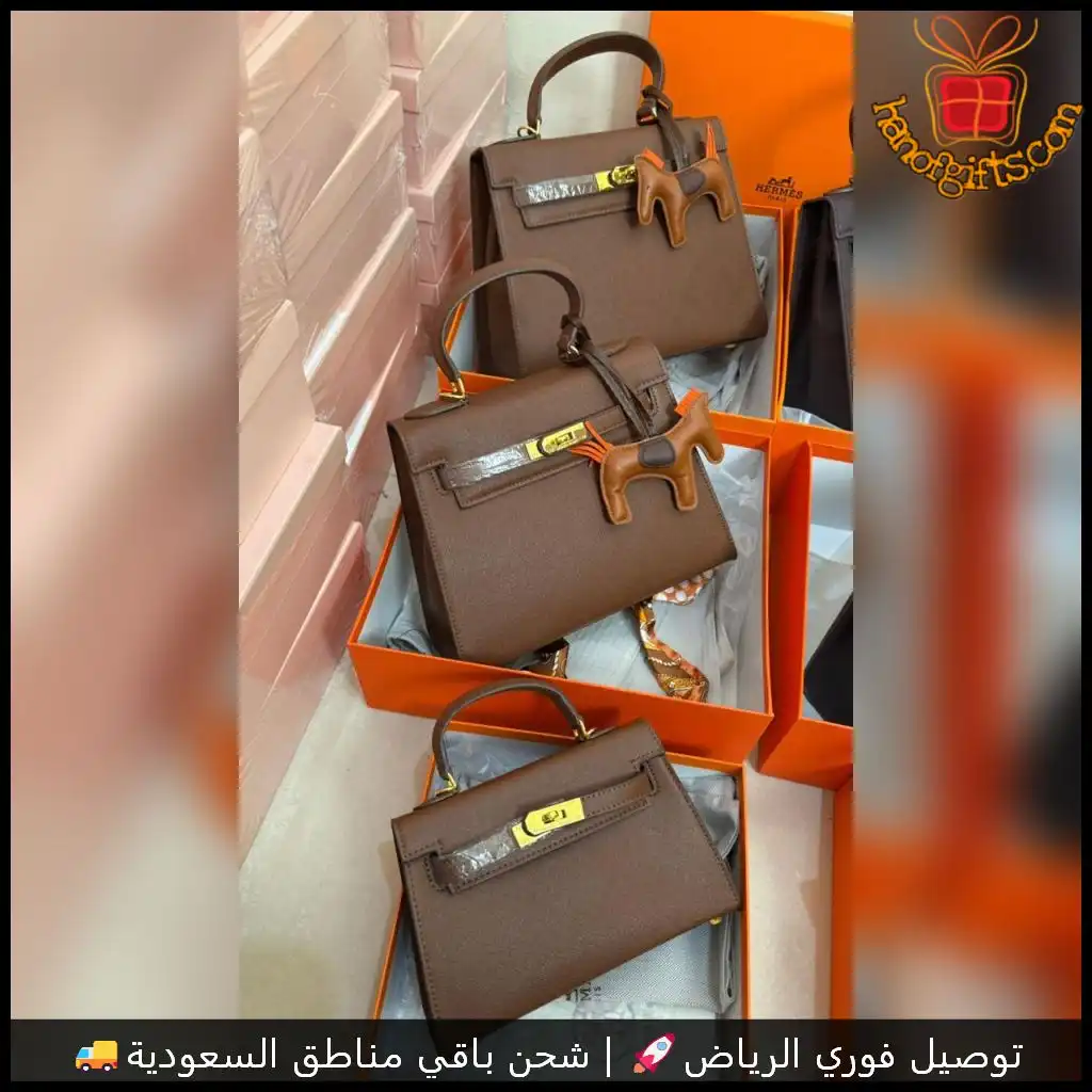 شنطة هيرمز البنيه درجة اولى بثلاث مقاسات
