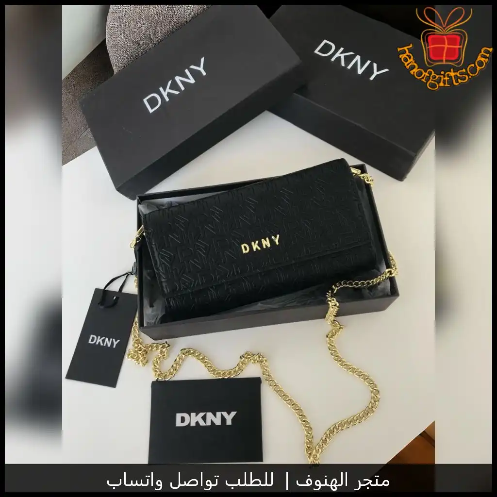 b2616 (10) شنطة دكني جلد سوداء صغيرة مع سلسلة ذهبية