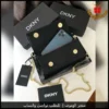 b2616 (11) شنطة دكني جلد سوداء صغيرة مع سلسلة ذهبية