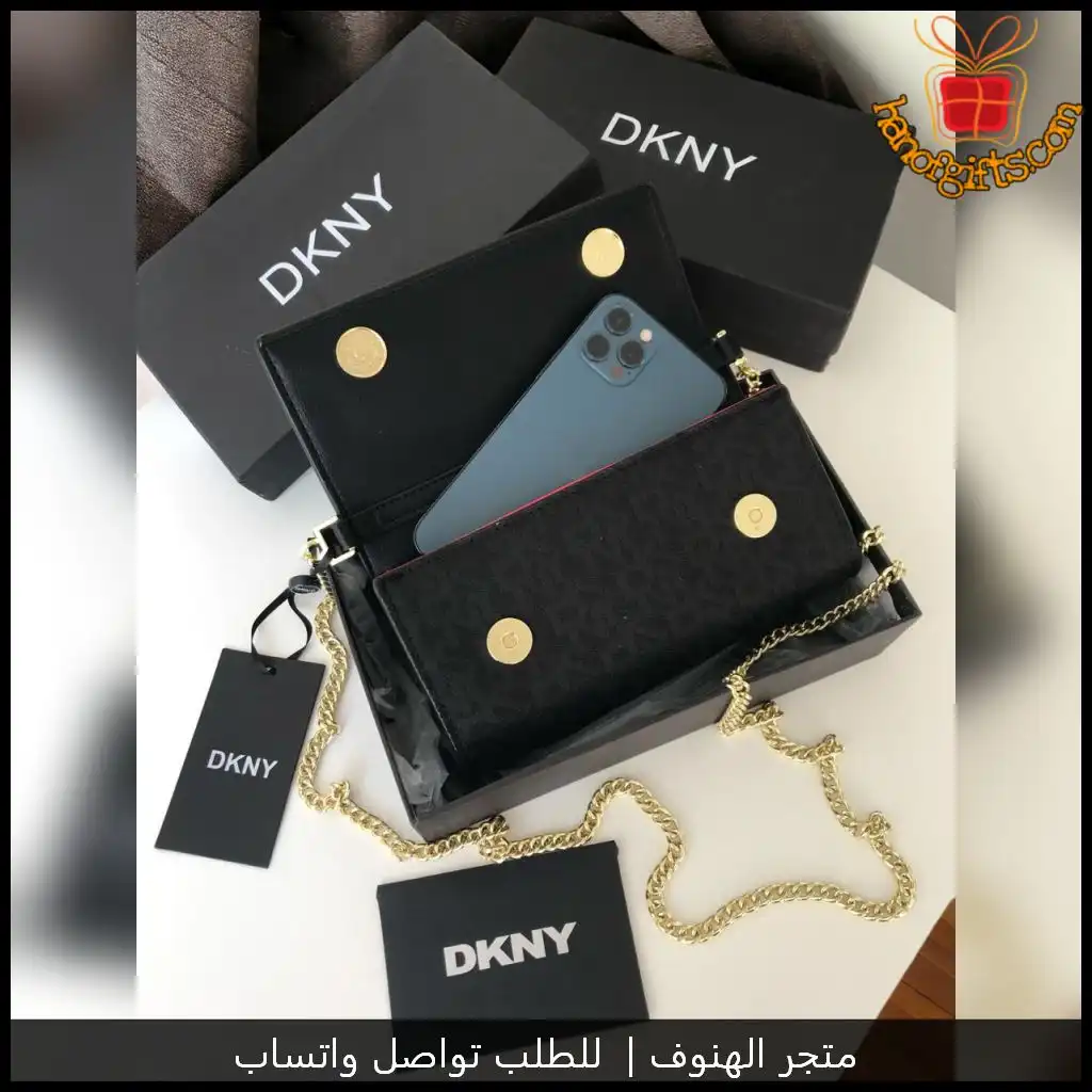 b2616 (11) شنطة دكني جلد سوداء صغيرة مع سلسلة ذهبية