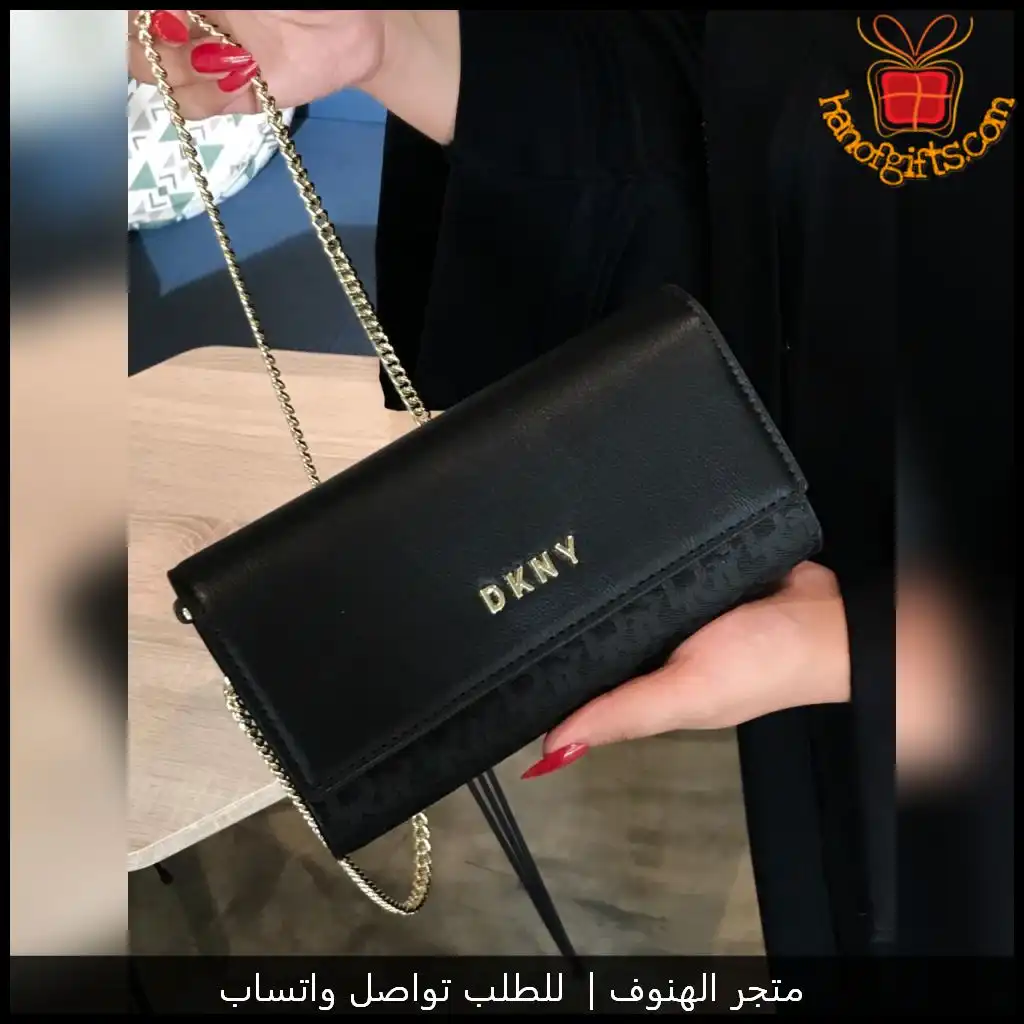 b2616 (2) شنطة دكني جلد سوداء صغيرة مع سلسلة ذهبية